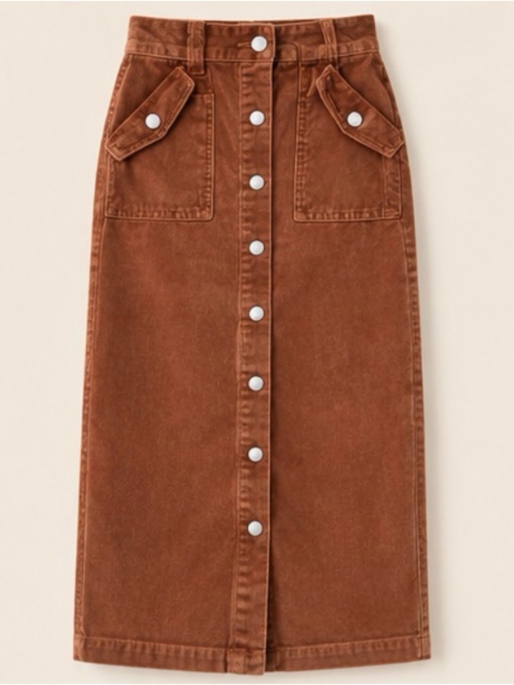 Forever 21 Rust Button-Front Midi Skirt